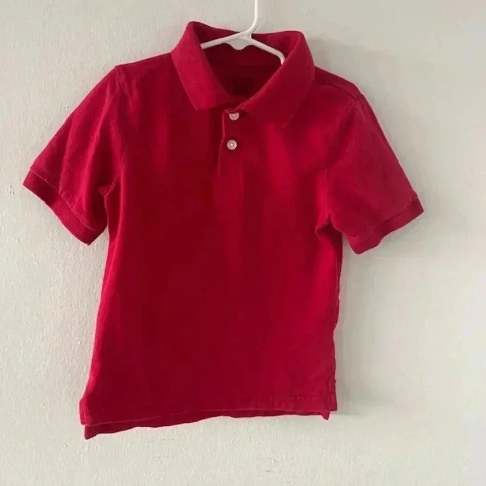 The Children's Place Boys' Short Sleeve Soft Jersey Knit Polo - Red - Size 5-6